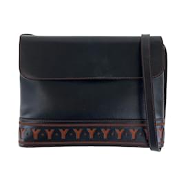 Yves Saint Laurent-Yves Saint Laurent Vintage Leather Crossbody Bag-Black,Orange