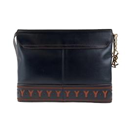 Yves Saint Laurent-Yves Saint Laurent Vintage Leather Crossbody Bag-Black,Orange
