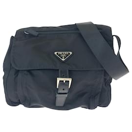 Prada-Prada Tessuto Triangle Logo Plate Crossbody Bag-Black