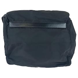 Prada-Prada Tessuto Triangle Logo Plate Crossbody Bag-Black