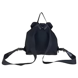 Prada-Prada Tessuto Triangle Logo Plate Backpack-Black