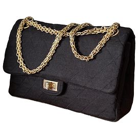 Bolsa de jersey Chanel 2.55 vintage Preto