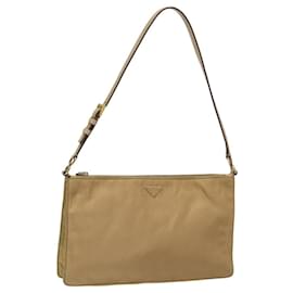 Prada-PRADA Accessory Pouch Nylon Beige Gold Auth 113741-Beige,Golden
