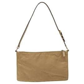 Prada-PRADA Accessory Pouch Nylon Beige Gold Auth 113741-Beige,Golden