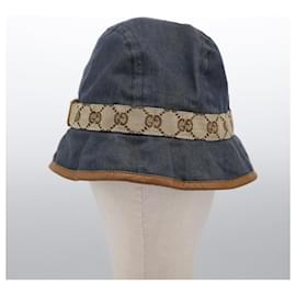 Gucci-Chapeau seau en toile GG de GUCCI M Beige Bleu 122118 Auth hk2073-Bleu,Beige