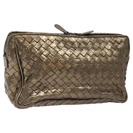 Autre Marque-BOTTEGA VENETA INTRECCIATO Pouch Leather Gold Tone Auth yk17284-Other
