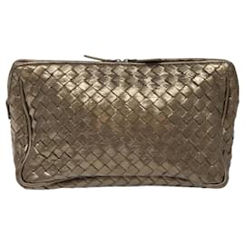 Autre Marque-BOTTEGA VENETA INTRECCIATO Pouch Leather Gold Tone Auth yk17284-Other