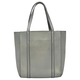 Balenciaga-BALENCIAGA Everyday Tote XXS Hand Bag Leather 2way Silver Silver Auth 114036-Silvery