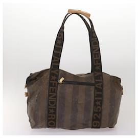 Fendi-Pochette à main en toile Pecan FENDI, sac Boston en toile enduite, ensemble de 3, marron, authentique yb503-Marron,Noir