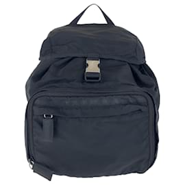 Prada-Prada Tessuto Triangle Logo Plate Backpack-Black