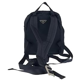 Prada-Prada Tessuto Triangle Logo Plate Backpack-Black