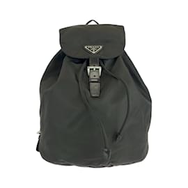 Prada-Prada Tessuto Triangle Logo Plate Backpack-Brown