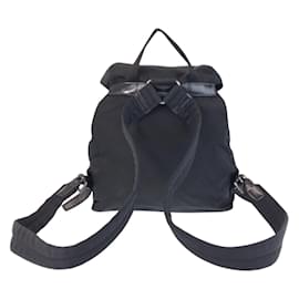 Prada-Prada Tessuto Triangle Logo Plate Backpack-Black