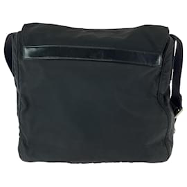 Prada-Prada Tessuto Triangle Logo Plate Shoulder Bag-Black