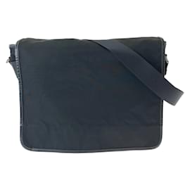 Prada-Prada Tessuto Triangle Logo Plate Messenger Bag-Black