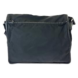 Prada-Prada Tessuto Triangle Logo Plate Messenger Bag-Black