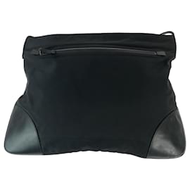 Prada-Prada Tessuto Triangle Logo Plate Black Nylon Shoulder Bag-Black