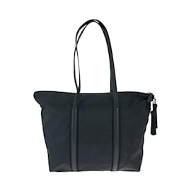 Prada-Prada Tessuto Triangle Logo Plate Tote Bag-Black