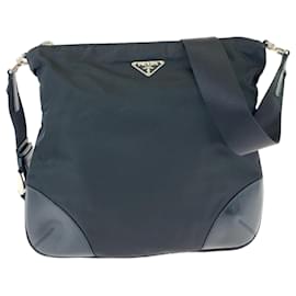 Prada-Prada Tessuto Triangle Logo Plate Black Nylon Shoulder Bag-Black