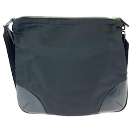 Prada-Prada Tessuto Triangle Logo Plate Black Nylon Shoulder Bag-Black