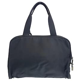 Prada-Prada Tessuto Triangle Logo Plate Tote Bag-Black