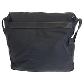 Prada-Prada Tessuto Triangle Logo Plate Shoulder Bag-Black