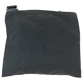 Prada-Prada Tessuto Triangle Logo Plate Shoulder Bag-Black