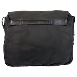 Prada-Prada Tessuto Triangle Logo Plate Messenger Bag-Black