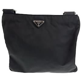 Prada-Prada Tessuto Triangle Logo Plate Messenger Bag-Black