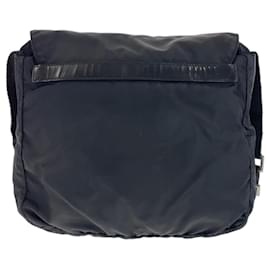 Prada-Prada Tessuto Triangle Logo Plate Messenger Bag-Black