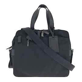 Prada-Prada Tessuto Triangle Logo Plate Shoulder Bag-Black