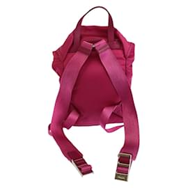 Prada-Prada Tessuto Triangle Logo Plate Pink Backpack-Pink
