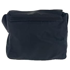 Prada-Prada Tessuto Triangle Logo Plate Shoulder Bag-Black