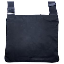 Prada-Prada Tessuto Triangle Logo Plate Shoulder Bag-Black