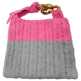 JW Anderson-JW Anderson Pink Small Chain Hobo Knitted Shoulder Bag-Pink