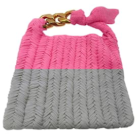 JW Anderson-JW Anderson Pink Small Chain Hobo Knitted Shoulder Bag-Pink