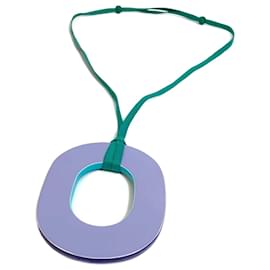 Hermès-Hermes Wood Pendant Necklace-Green