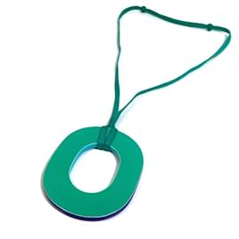 Hermès-Hermes Wood Pendant Necklace-Green