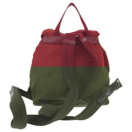 Prada-Prada Tessuto Triangle Logo Plate Red Rucksack-Red