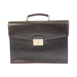 Prada-Prada Brown Leather Briefcase-Brown
