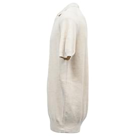 Brunello Cucinelli-Brunello Cucinelli Pointed-Flat Collar Polo Shirt in Cream Cotton-White,Cream