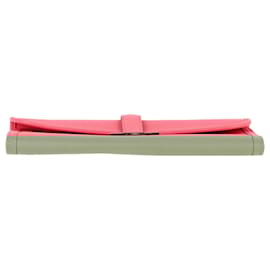 Hermès-Hermès Swift Jige Duo Clutch in Pink Leather-Brown,Pink