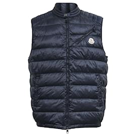 Moncler-Moncler Arv Quilted Shell Down Gilet in Navy Blue Nylon-Blue,Navy blue