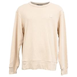 Acne-Acne Studios Oversized Face Patch Sweatshirt in Beige Cotton-Beige