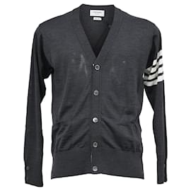 Thom Browne-Thom Browne Charcoal Buttoned Cardigan in Grey Cashmere-Grey