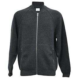 Burberry-Burberry Zipped Bomber Jacket in Grey Wool-Grey