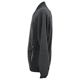 Burberry-Burberry Zipped Bomber Jacket in Grey Wool-Grey