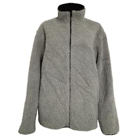 Theory-Theory Classon Zipped Fleece Jacket in Grey Polyester-Grey