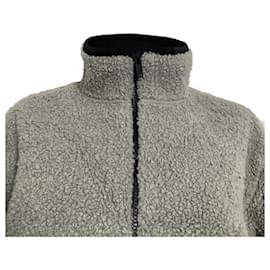Theory-Theory Classon Zipped Fleece Jacket in Grey Polyester-Grey