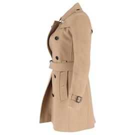 Burberry-Burberry Double-Breasted Belted Peacoat in Brown Wool-Brown,Red